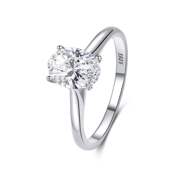 Olivia - Elegant Oval Zircon Ring – Sterling Silver and Gold Plated