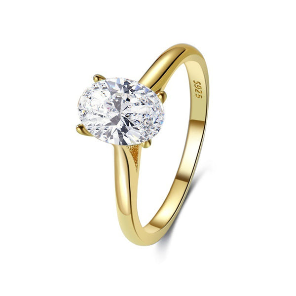 Olivia - Elegant Oval Zircon Ring – Sterling Silver and Gold Plated