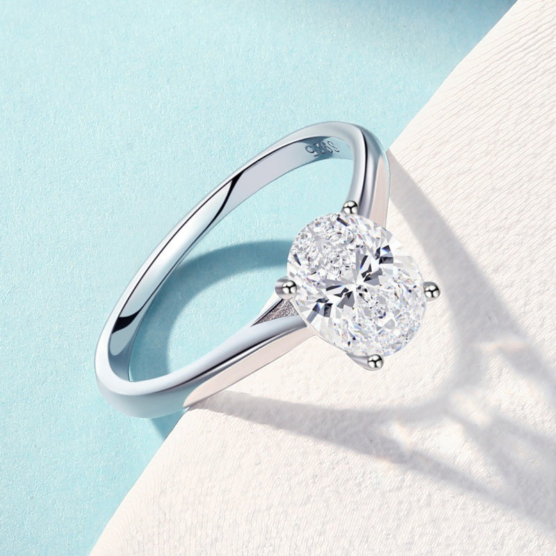 Olivia - Elegant Oval Zircon Ring – Sterling Silver and Gold Plated