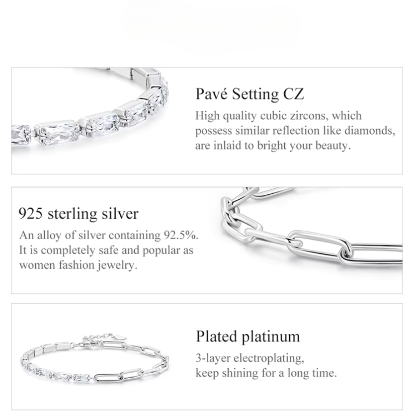 Becca - Sterling Zilveren Armband met Pavé gezette Zirkonen