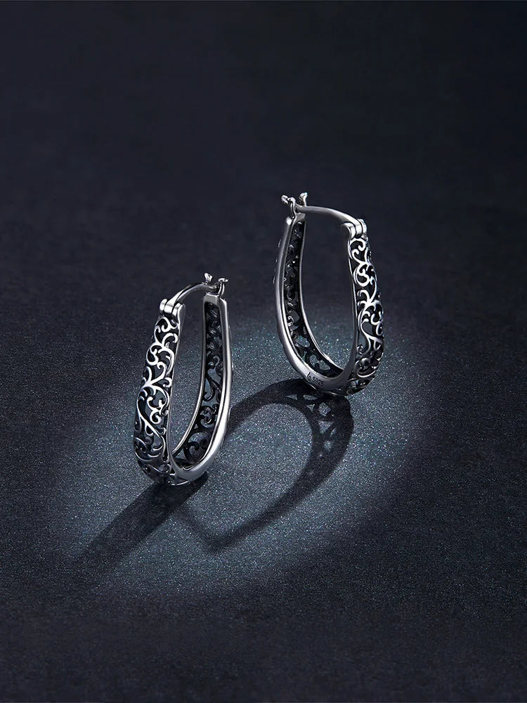 Audrey - Filigree Hoop Earrings Sterling Silver Vintage