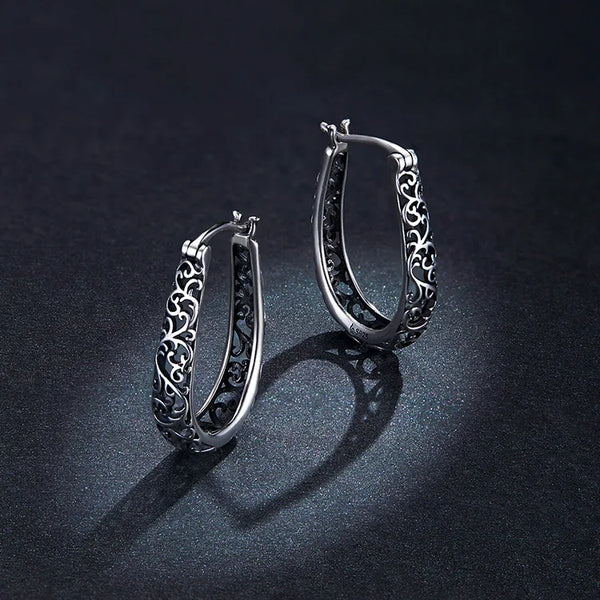 Audrey - Filigree Hoop Earrings Sterling Silver Vintage