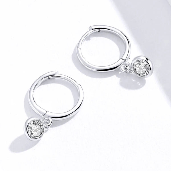 Joan - Sterling Silver Zircon Ear Hoops