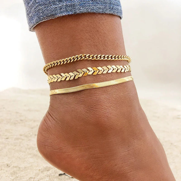 River Snake - Stainless steel Anklet Set