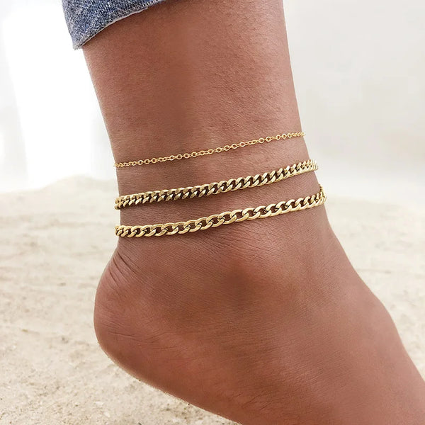River Chain - Stainless steel Anklet Set