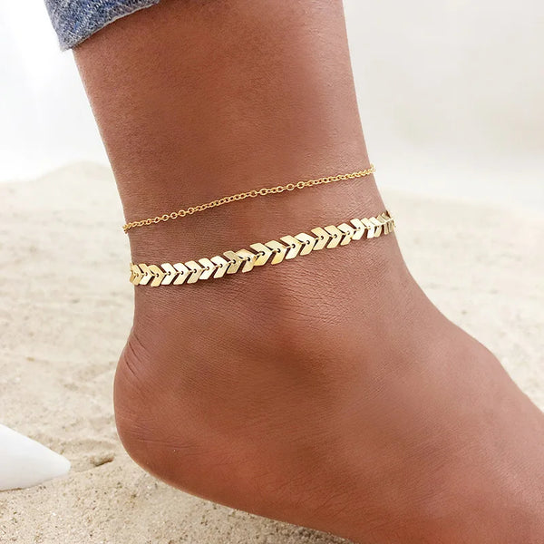 River Arrow Snake - Stainless steel Anklet Set