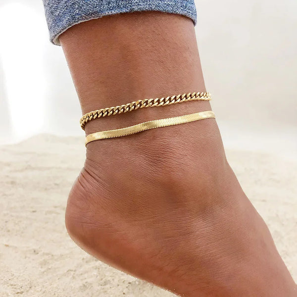 River Snake - Stainless steel Anklet Set
