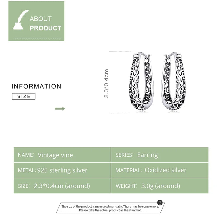 Audrey - Filigree Hoop Earrings Sterling Silver Vintage