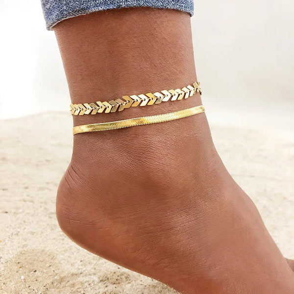 River Arrow Snake - Stainless steel Anklet Set