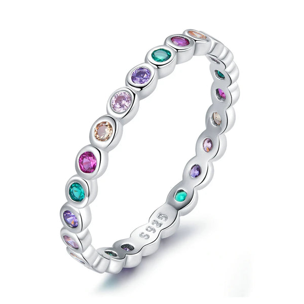 Jeslyn - Infinity Stacker Ring with Multi-Colored Zircon