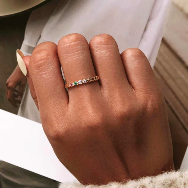 Jeslyn - Infinity Stacker Ring met veelkleurige zirkoon 