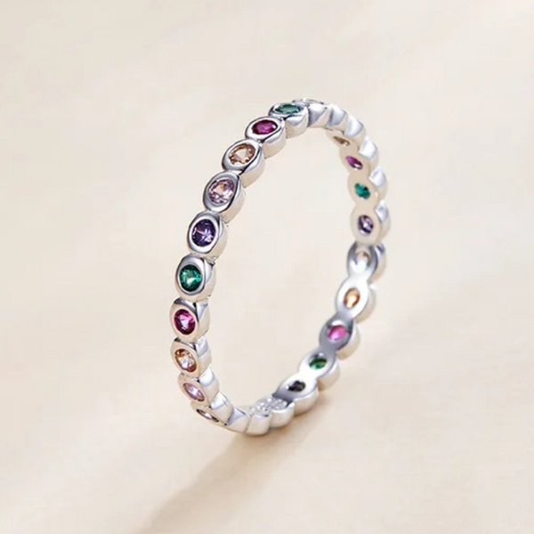 Jeslyn - Infinity Stacker Ring met veelkleurige zirkoon 