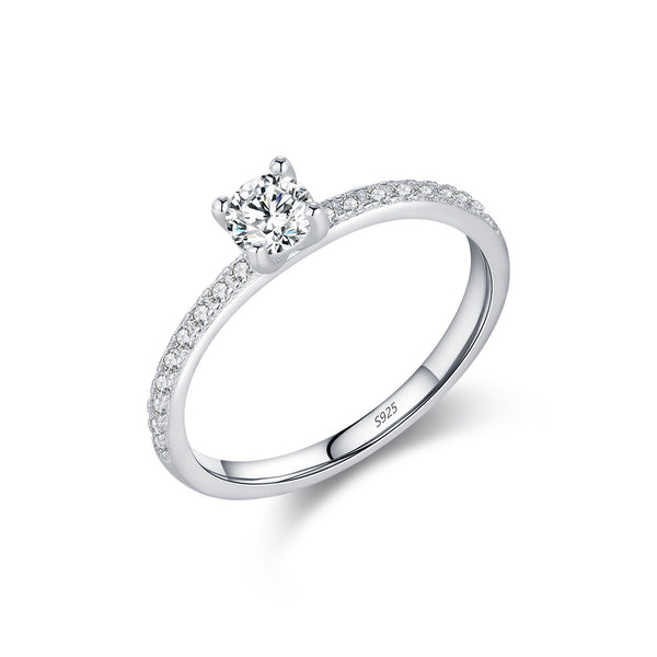 Luna - Sterling Silver Moissanite Ring with Cubic Zircons