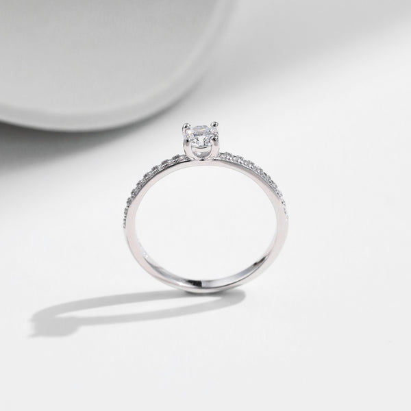 Luna - Sterling Silver Moissanite Ring with Cubic Zircons