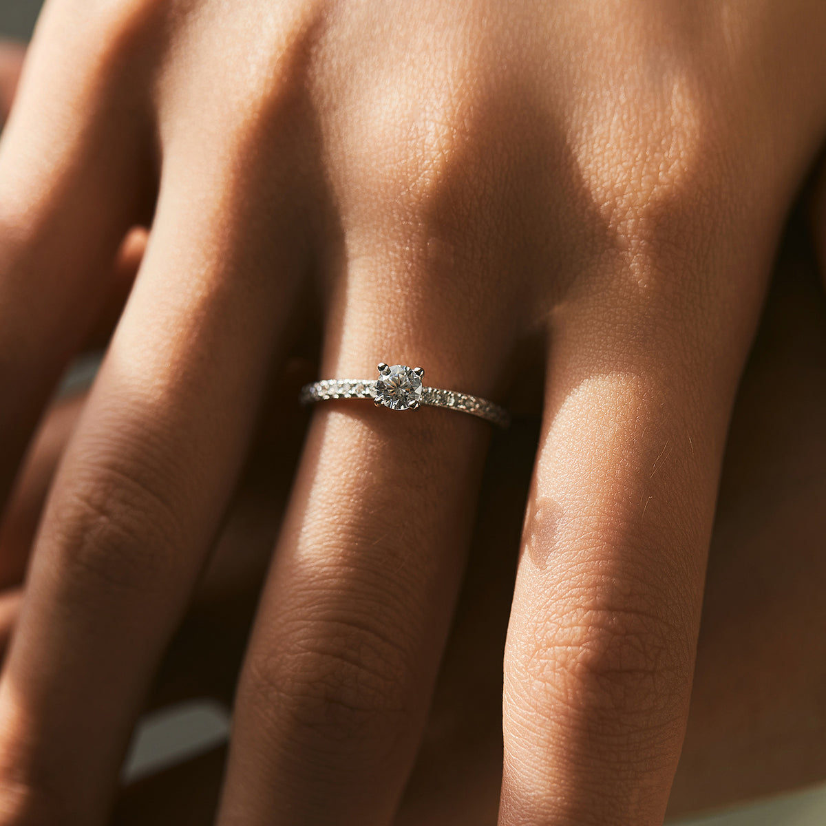 Luna - Sterling Silver Moissanite Ring with Cubic Zircons
