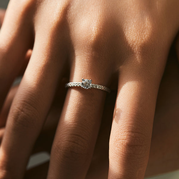 Luna - Sterling Silver Moissanite Ring with Cubic Zircons