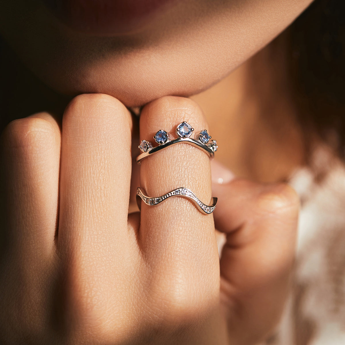 Selena - Tiara and Selena Wave Ring Zircon