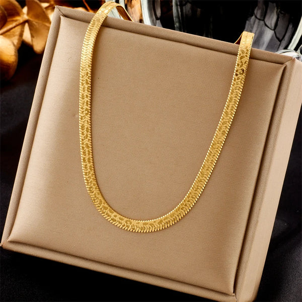 The Leopard Snake – Golden Stainless Steel Snake Necklace with Leopard Pattern