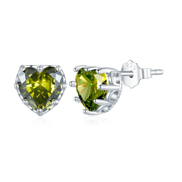 Juno - Heart-Shaped Birthstone Zircon Ear Studs – A Touch of Personal Magic