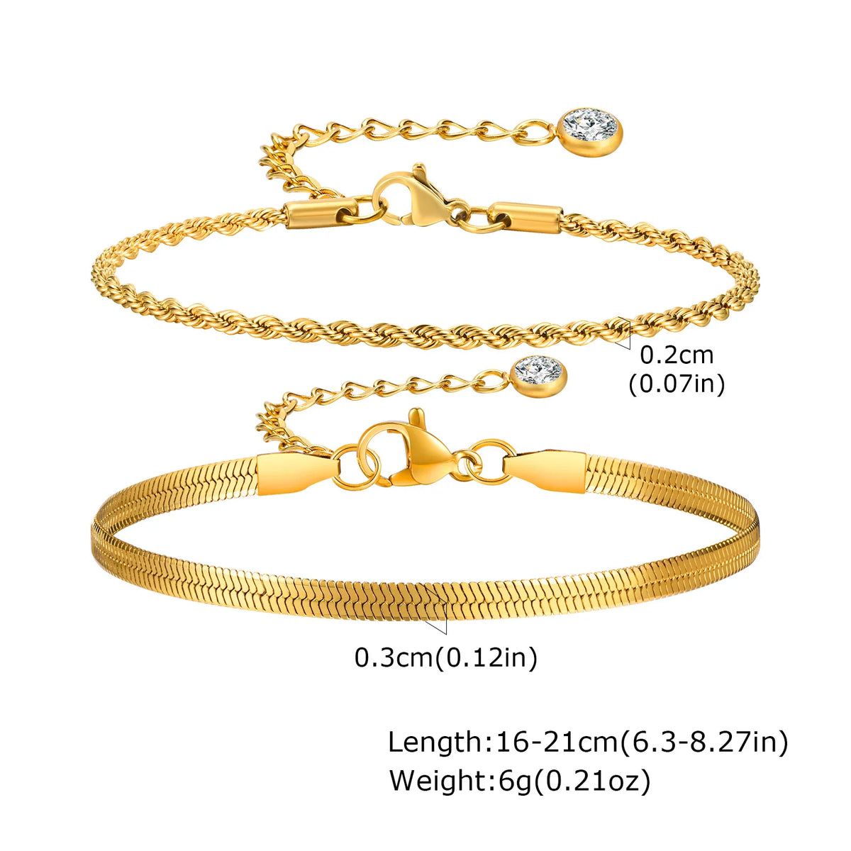 Tishana – Goldenes Duo-Armbandset aus Edelstahl – Mühelose Eleganz