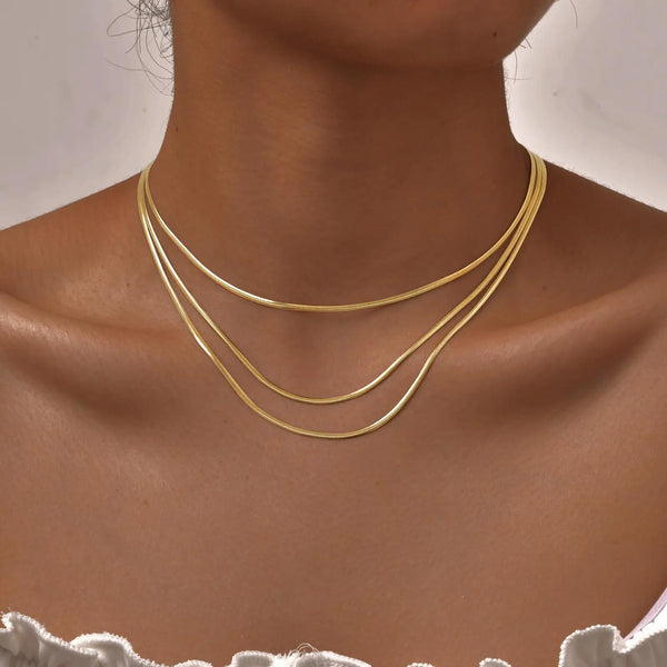 Ivy - Snake Herringbonde Layered Necklace Stainless Steel
