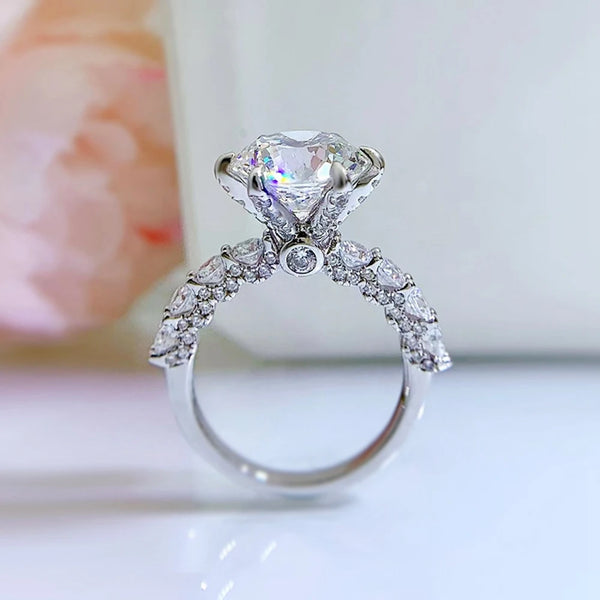 Dahlia - Statement Sterling Silver Flower Cut Zircon Ring
