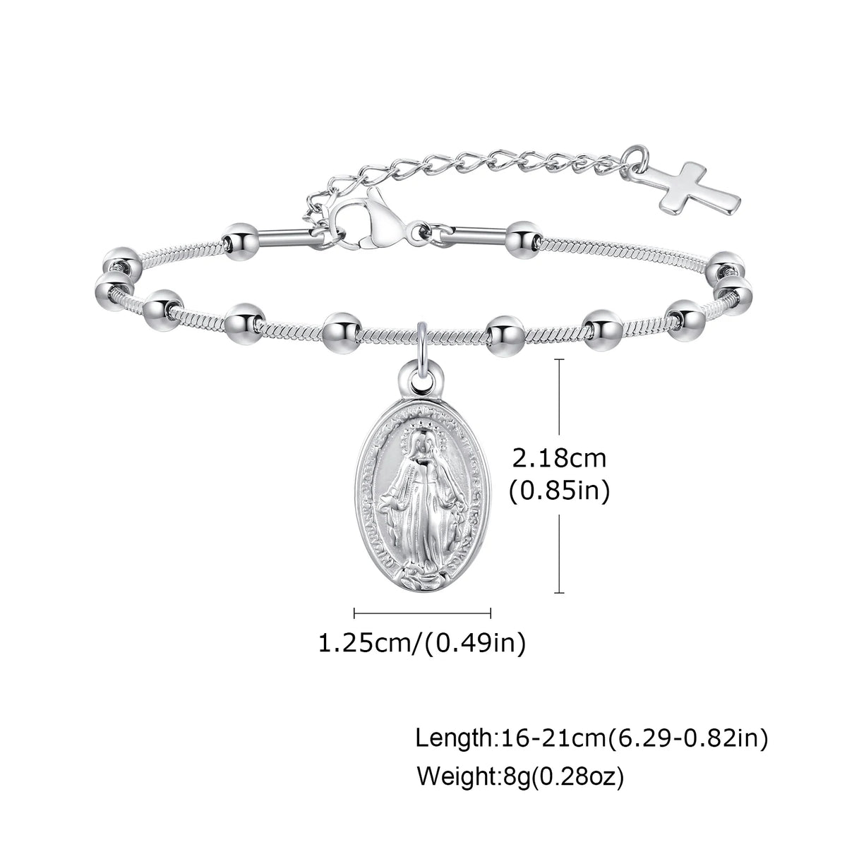 Rosenkranz Jungfrau Maria Gebet Edelstahl Armband 