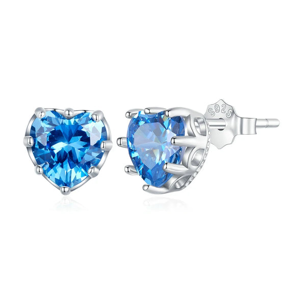 Juno - Heart-Shaped Birthstone Zircon Ear Studs – A Touch of Personal Magic