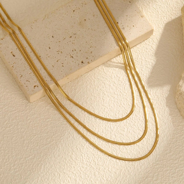 Ivy - Snake Herringbonde Layered Necklace Stainless Steel