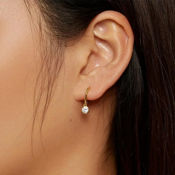 Joan - Sterling Silver Zircon Ear Hoops