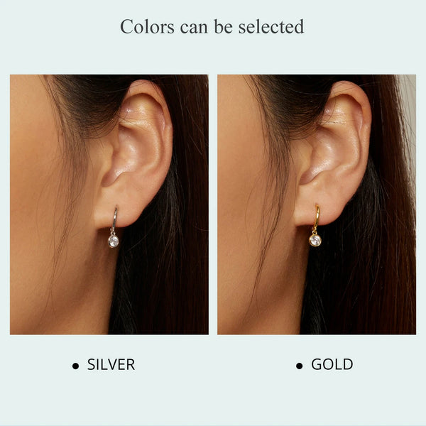 Joan - Sterling Silver Zircon Ear Hoops
