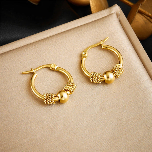 Safia - Golden Stainless Steel Ear Hoops