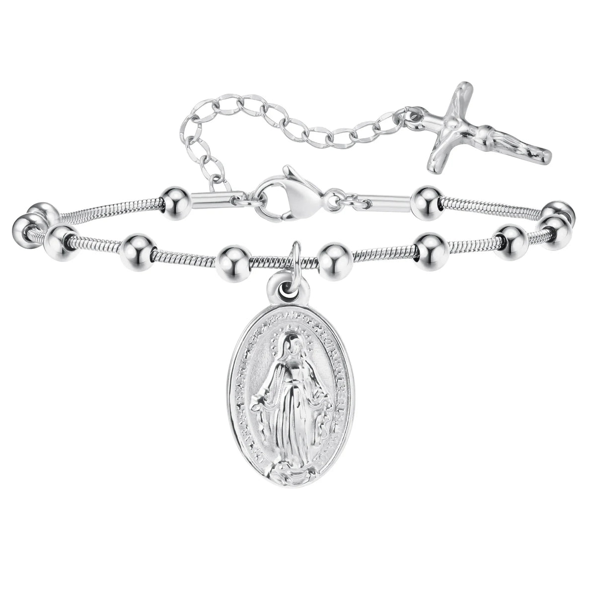 Rosenkranz Jungfrau Maria Gebet Edelstahl Armband 