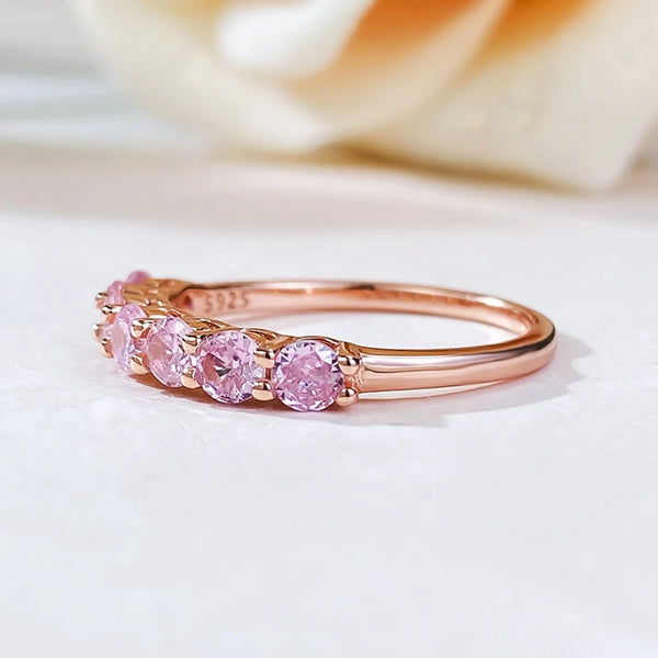Anaïs - Rose Gold Plated Sterling Silver Ring with Pink Sapphires