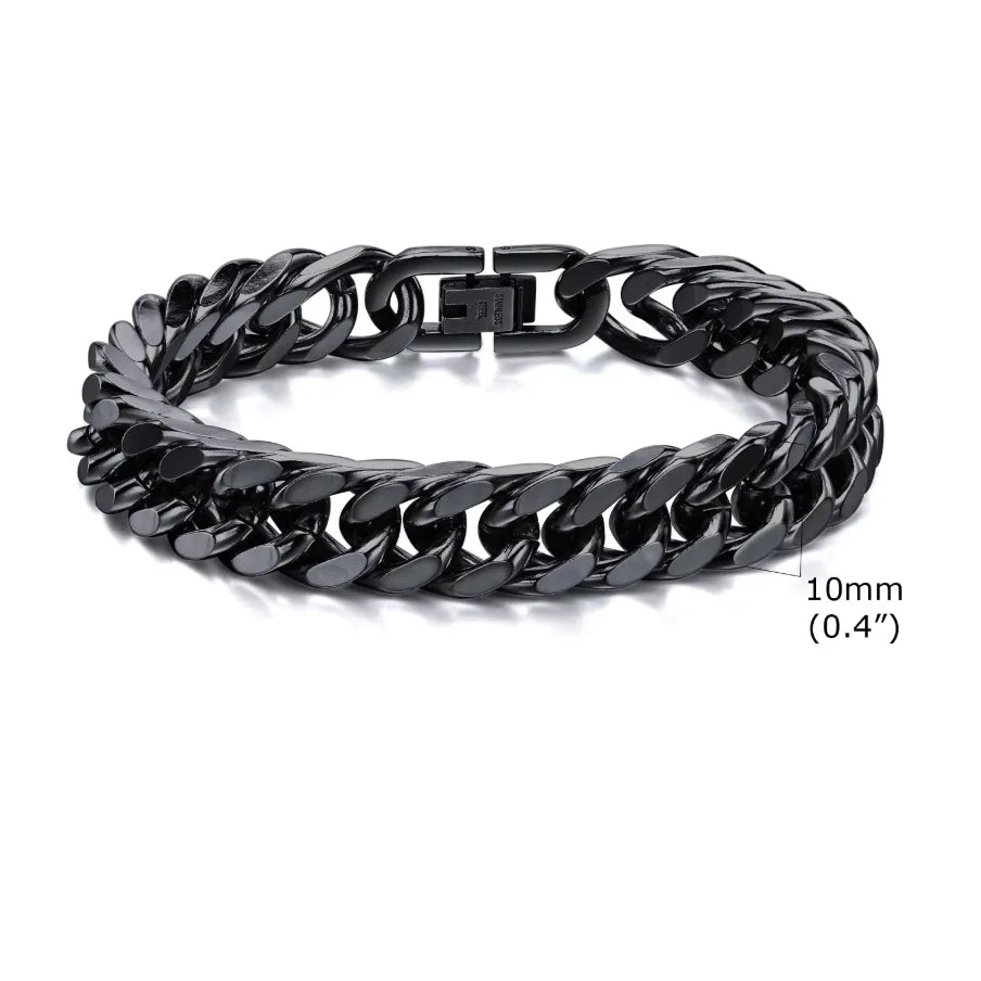 Valor Black – Kubanisches Edelstahlarmband für Herren