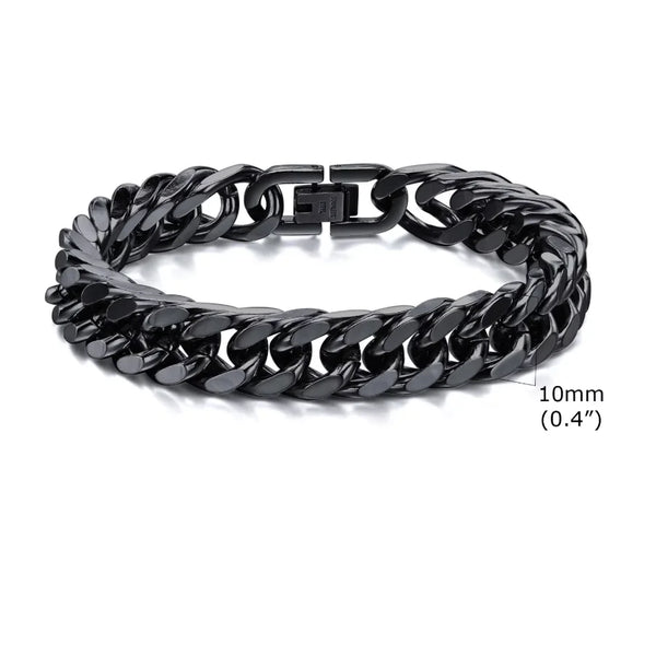 Valor Black - Roestvrijstalen Cubaanse armband voor heren