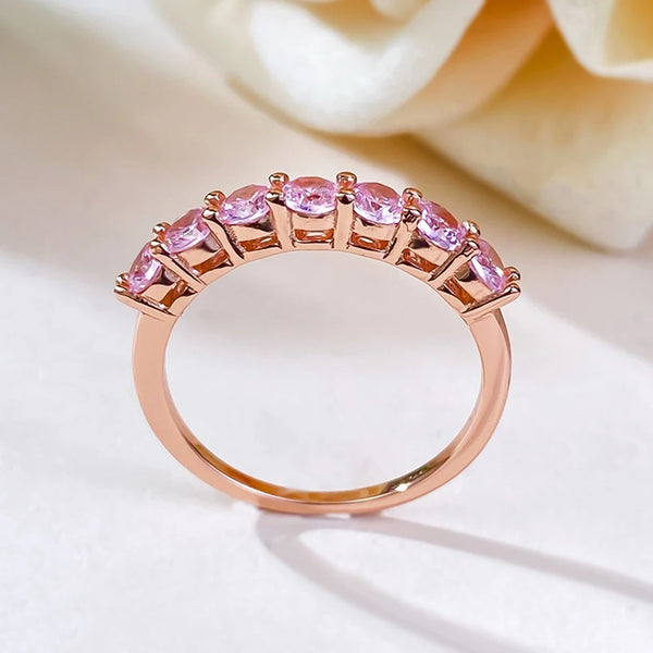 Anaïs - Rose Gold Plated Sterling Silver Ring with Pink Sapphires