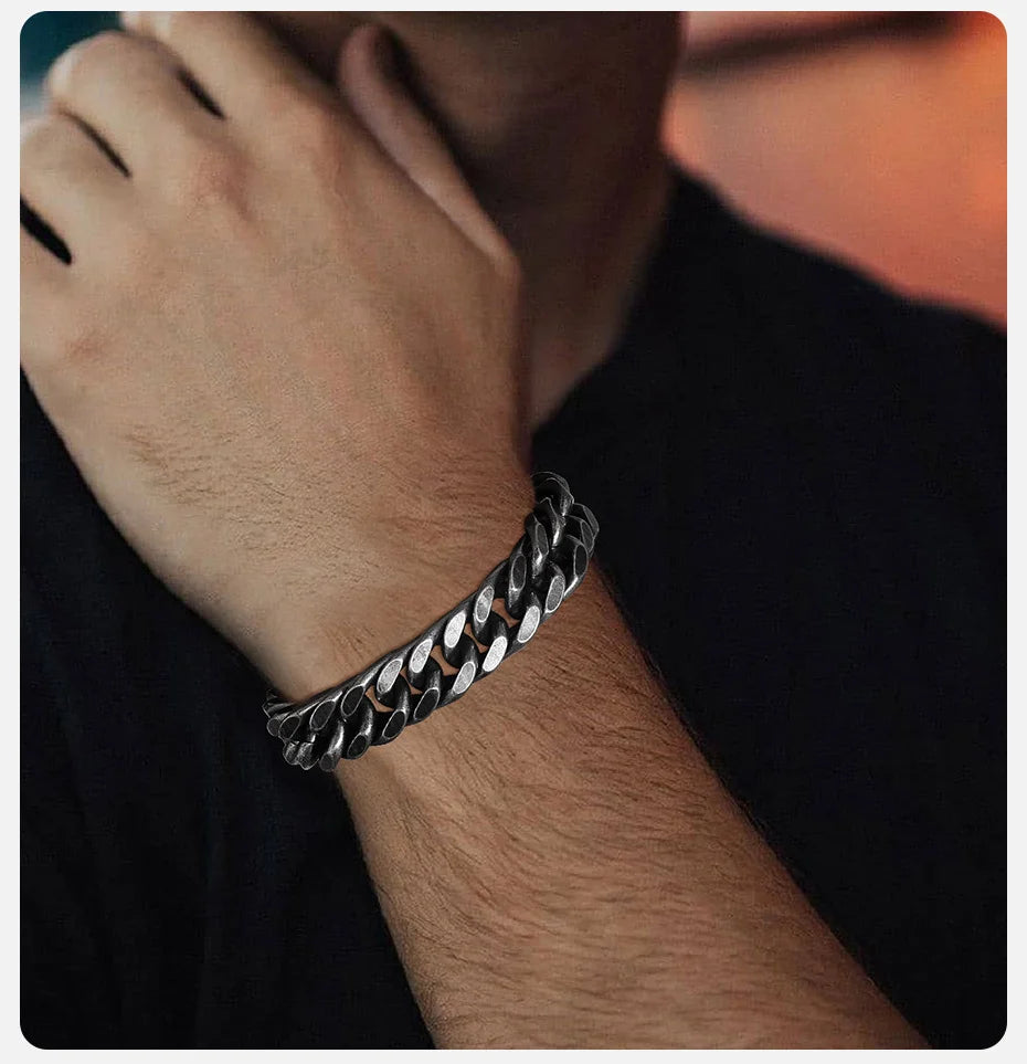 Valor Black – Kubanisches Edelstahlarmband für Herren