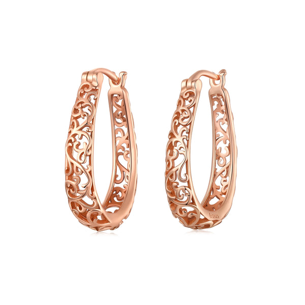 Audrey - Filigree Hoop Earrings Sterling Silver Vintage