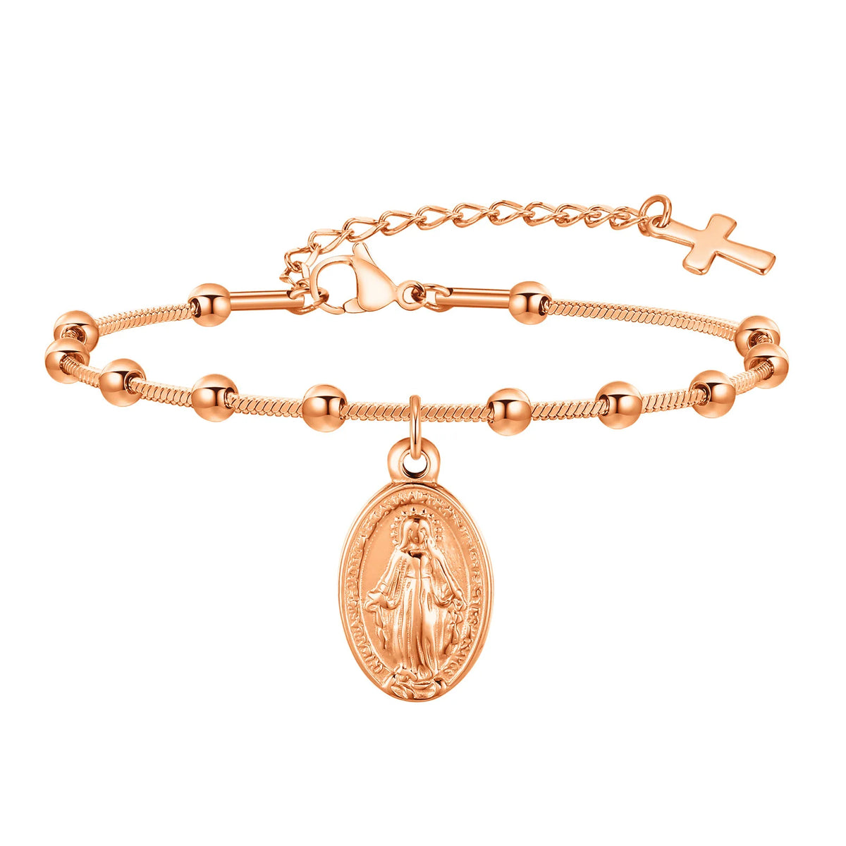 Rosenkranz Jungfrau Maria Gebet Edelstahl Armband 