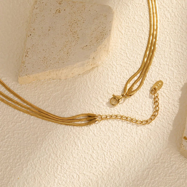 Ivy - Snake Herringbonde Layered Necklace Stainless Steel