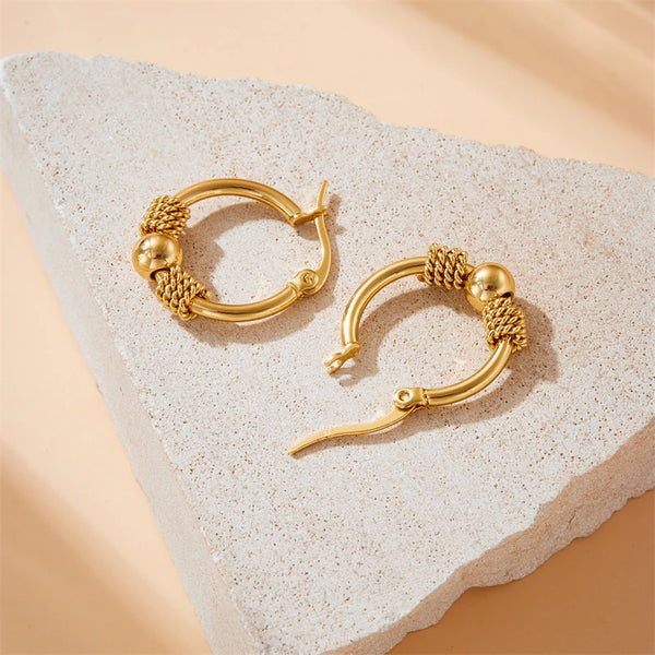 Safia - Golden Stainless Steel Ear Hoops