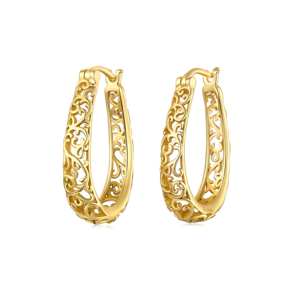 Audrey - Filigree Hoop Earrings Sterling Silver Vintage