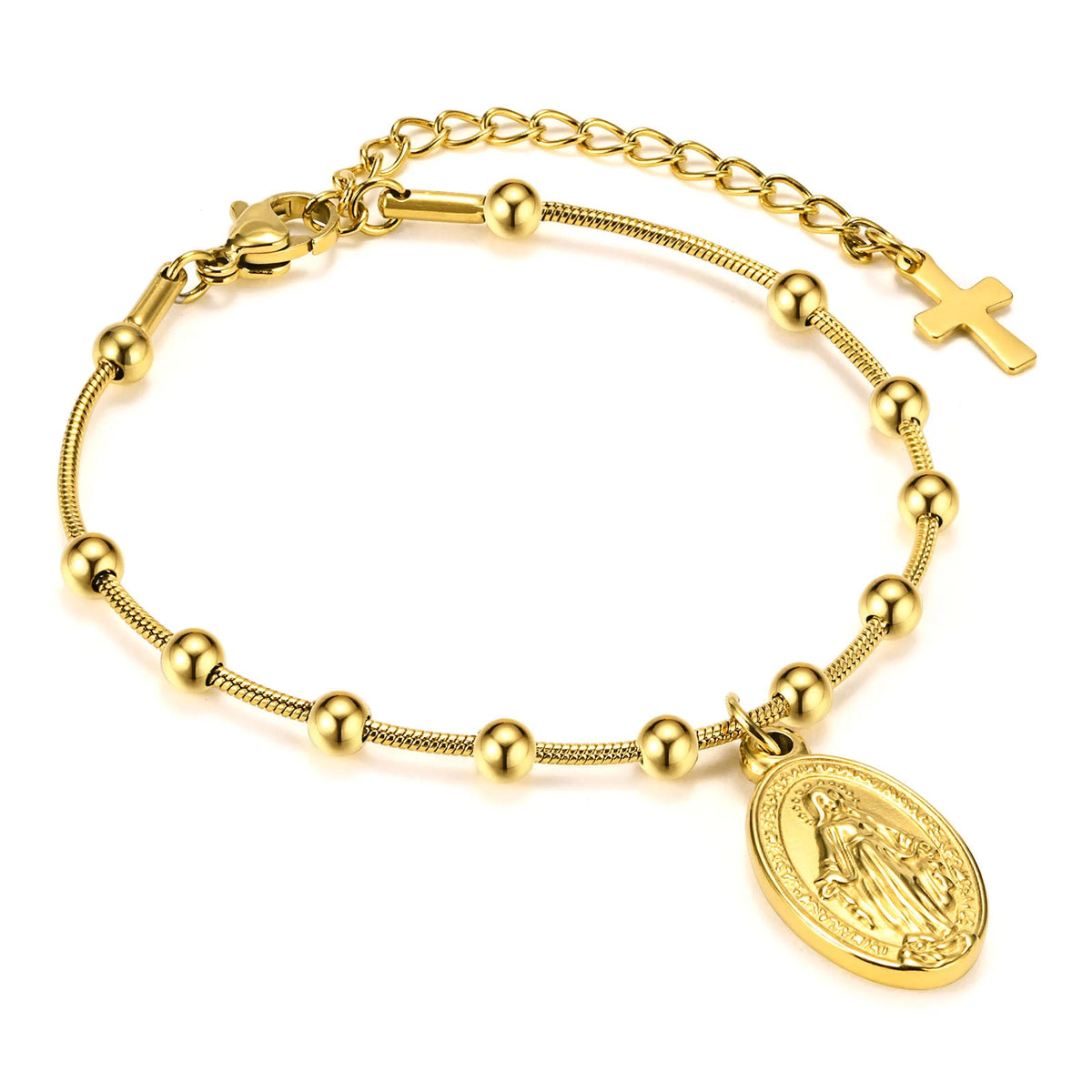 Rosenkranz Jungfrau Maria Gebet Edelstahl Armband 