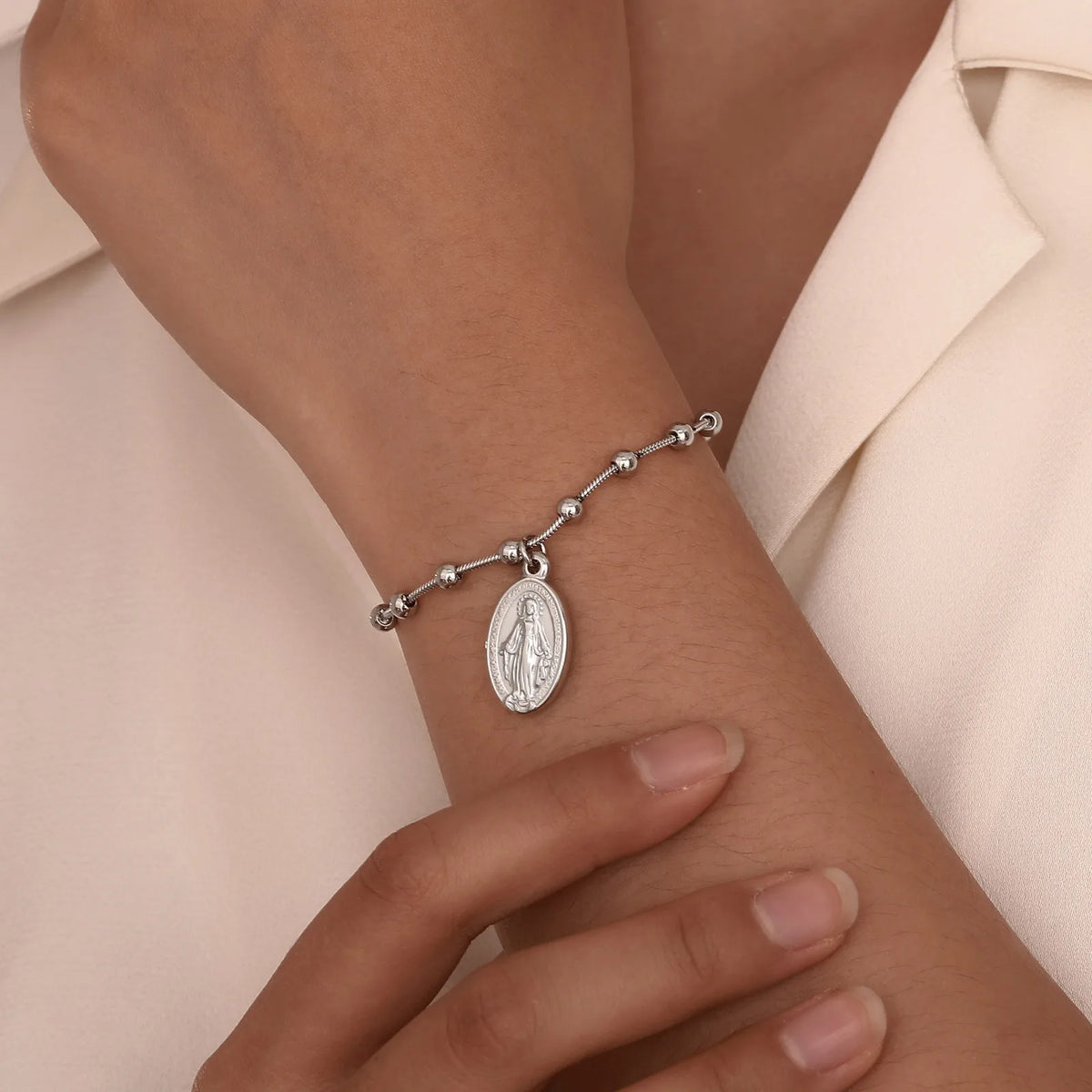 Rosenkranz Jungfrau Maria Gebet Edelstahl Armband 