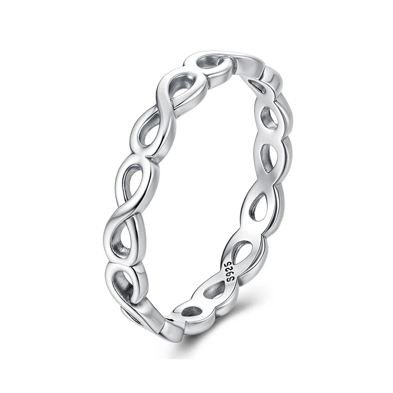 Stapelring aus Sterlingsilber mit Unendlichkeitssymbol 