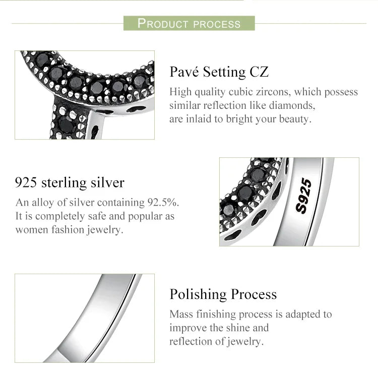 Freya Black - Sterling Silber Zirkon Ring mit unendlicher Energiebalance
