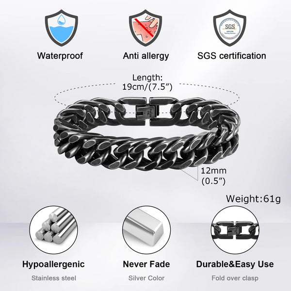 Valor Grey - Roestvrijstalen Cubaanse armband voor heren