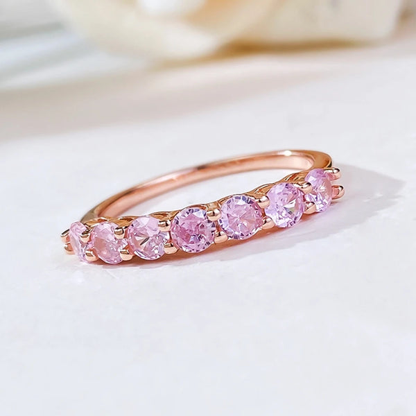 Anaïs - Rose Gold Plated Sterling Silver Ring with Pink Sapphires