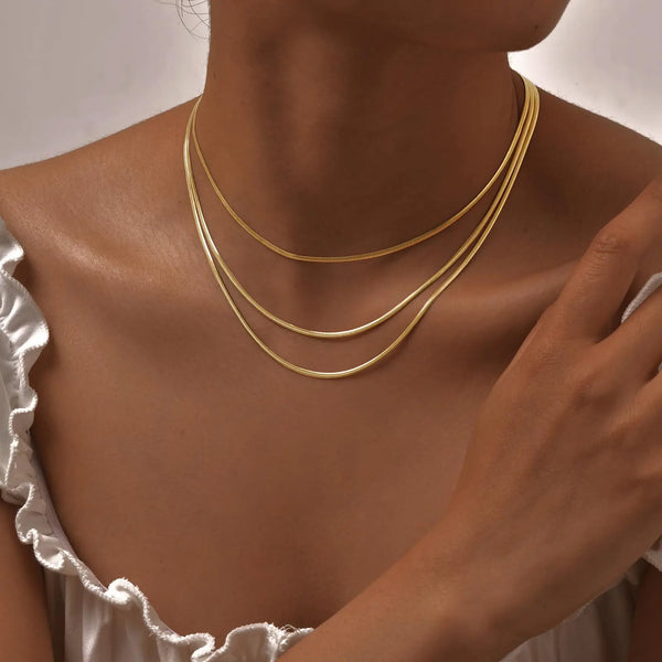 Ivy - Snake Herringbonde Layered Necklace Stainless Steel